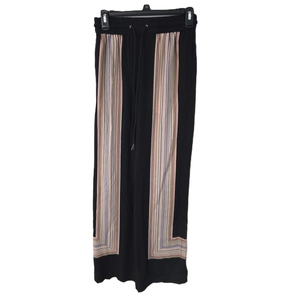 Paul Smith Sz 6 Womens Black Signatuew Stripe Wide Leg Pants